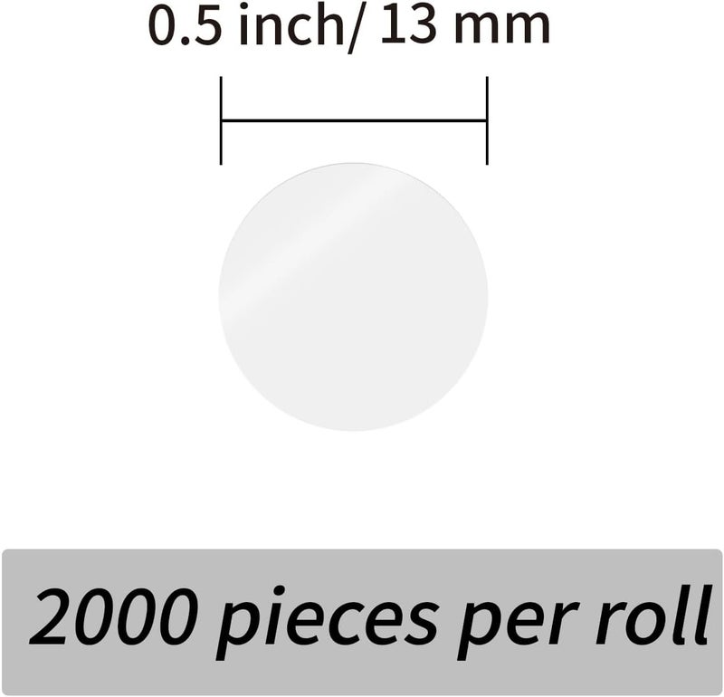 Yeachlaing 2000 Pieces 0.5 Inch Clear Transparent Round Waterproof Sticker,Circle Dot Stickers Used for Classroom Office and More,with Perforation Line - Image 2